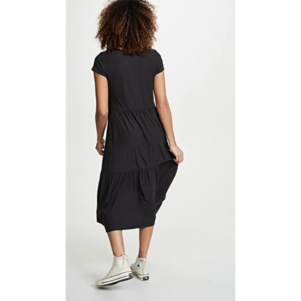 NATION LTD Roman Cotton Tiered T-shirt Dress Sz XS Washed Black - Picture 5 of 15